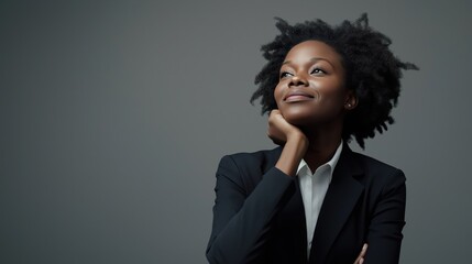 Optimistic Black Female Corporate Manager Looking Forward
