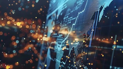 Futuristic Financial Market Visualization with Real-Time Data and Interactive Graphics
