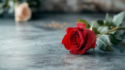 Beautiful Red Rose on Table