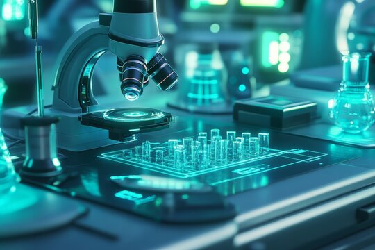Exploring innovative scientific research laboratory digital illustration high-tech environment close-up view futuristic concepts