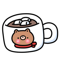 Kawaii Hot Chocolate with Marshmallows in a Cute Bear Mug