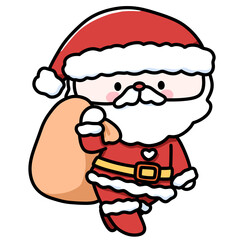 Kawaii Santa Claus with Gift Bag - Cute Christmas Character