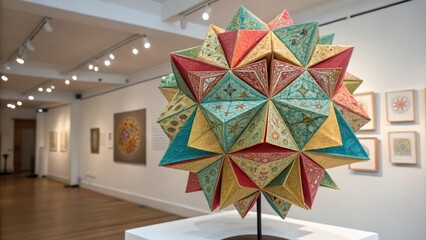 Modular Origami Sphere Displayed in Art Gallery