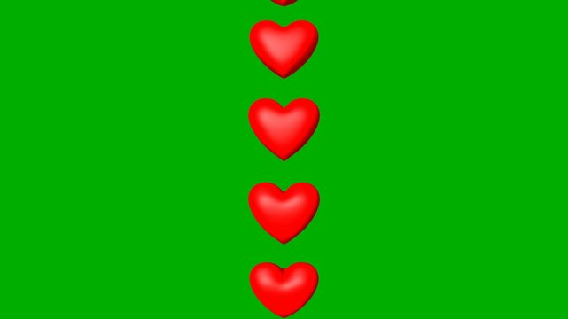 Love animation red heart seamless loop green screen