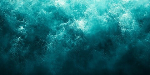 Fototapeta premium Teal blue green black color gradient background grainy texture effect dark technology abstract banner design, copy space, Generative AI