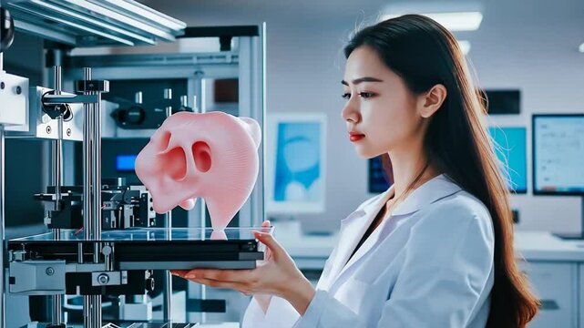 Worker Loading Patient Data Into a 3D Printer