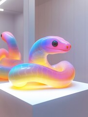 Fototapeta premium Colorful glowing snake-like shapes in a modern abstract design