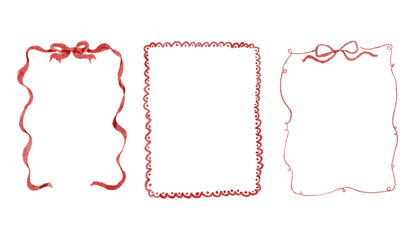 Elegant Red Watercolor Frame Collection with Ribbon Accents