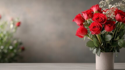 Beautiful Red Roses Vase Display