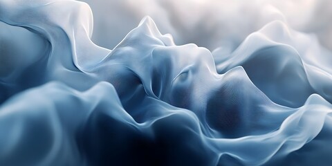 Obraz premium Abstract blue smoke-like waves forming a serene, dreamlike landscape.