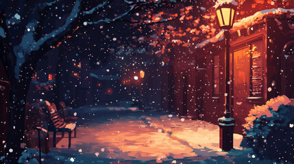 christmas night in the city tree lamp view xmas vibe street