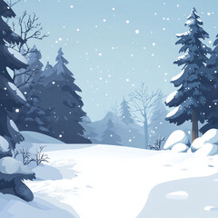 winter forest landscape and snow