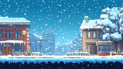 christmas in the city house winter view 2D game 