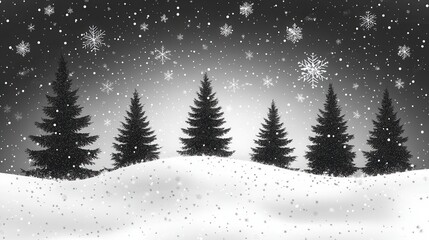 Naklejka premium christmas silhouette of fir trees and snowflakes on white background
