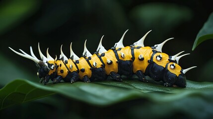 Obraz premium yellow caterpillar on a leaf