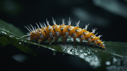 Naklejka premium caterpillar on a leaf