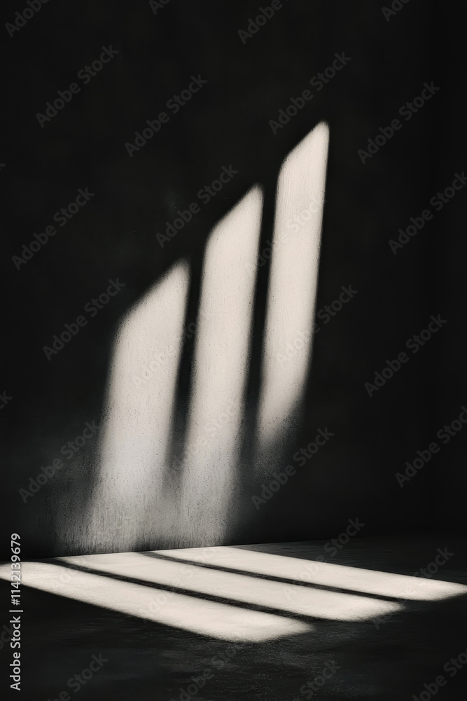 Poster captivating play of light and shadow creating abstract patterns with minimalist geometric shapes in 