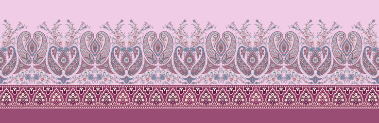 Seamless Paisley Indian Silky boder Abstract boder