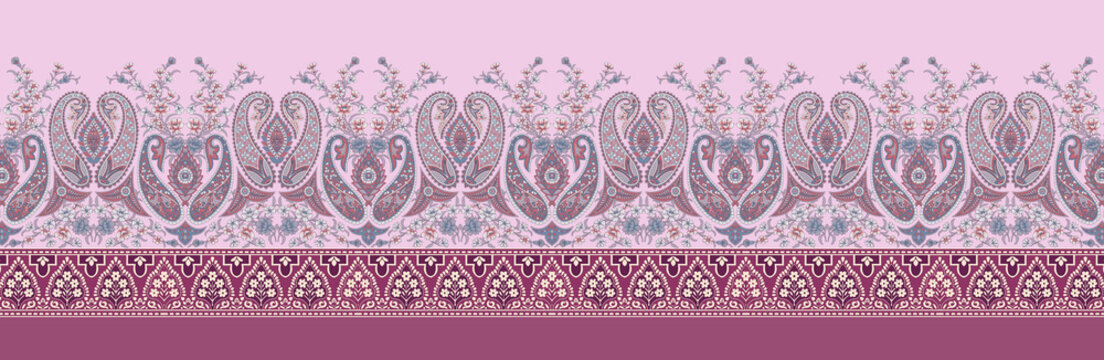 Seamless Paisley Indian Silky boder Abstract boder