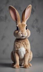 Easter Bunny Rabbit Sitting on Gray Background ,  easter,  bunny,  background