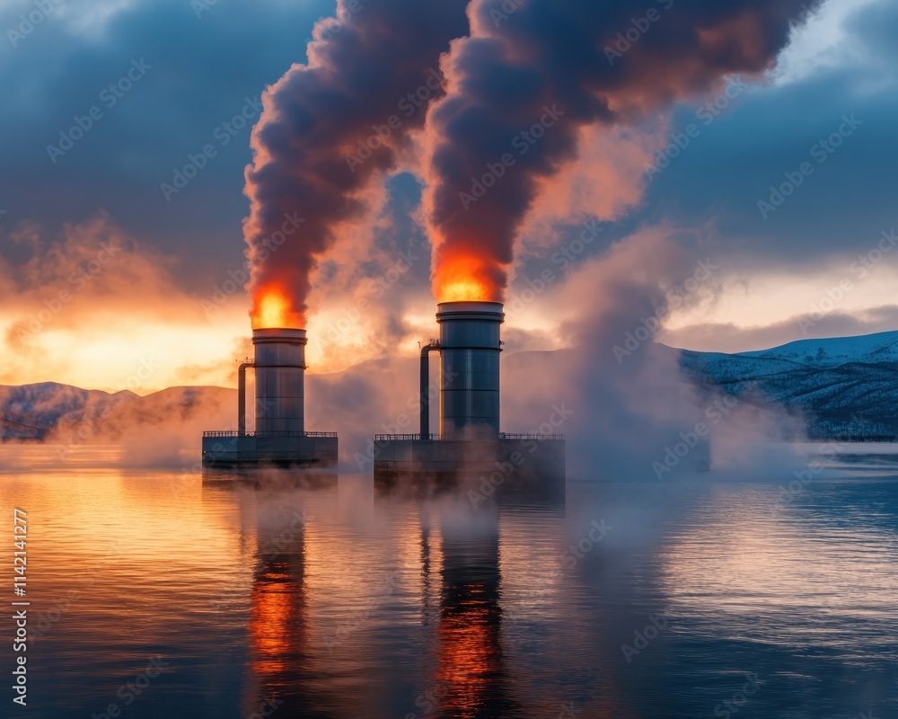 Poster geothermal plant innovation enhancing clean power output efficiency with earth's energy resources ex