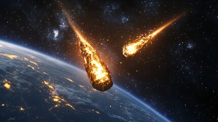 Meteorite and a meteorite in space