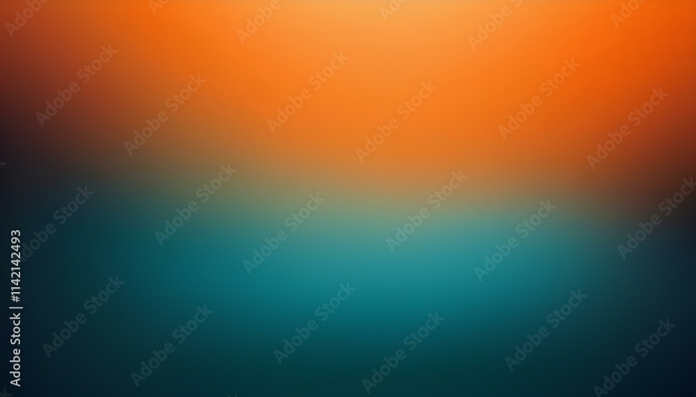 Poster Abstract blurred color gradient of teal and orange with grainy textured background. Grainy color gradient background dark abstract background banner card poster wallpaper design website header.