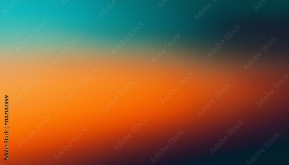 Poster Abstract blurred color gradient of teal and orange with grainy textured background. Grainy color gradient background dark abstract background banner card poster wallpaper design website header.