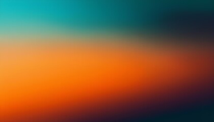 Naklejka premium Abstract blurred color gradient of teal and orange with grainy textured background. Grainy color gradient background dark abstract background banner card poster wallpaper design website header.