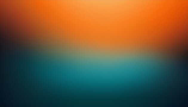 Abstract blurred color gradient of teal and orange with grainy textured background. Grainy color gradient background dark abstract background banner card poster wallpaper design website header.
