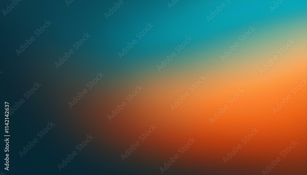 Aufkleber Abstract blurred color gradient of teal and orange with grainy textured background. Grainy color gradient background dark abstract background banner card poster wallpaper design website header.