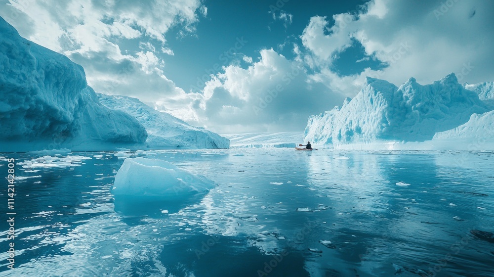 Aufkleber A large body of water with a large ice block floating in it