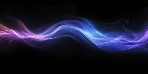 Fototapeta premium Abstract grainy blue purple color gradient wave black background glowing light dark backdrop, Generative AI