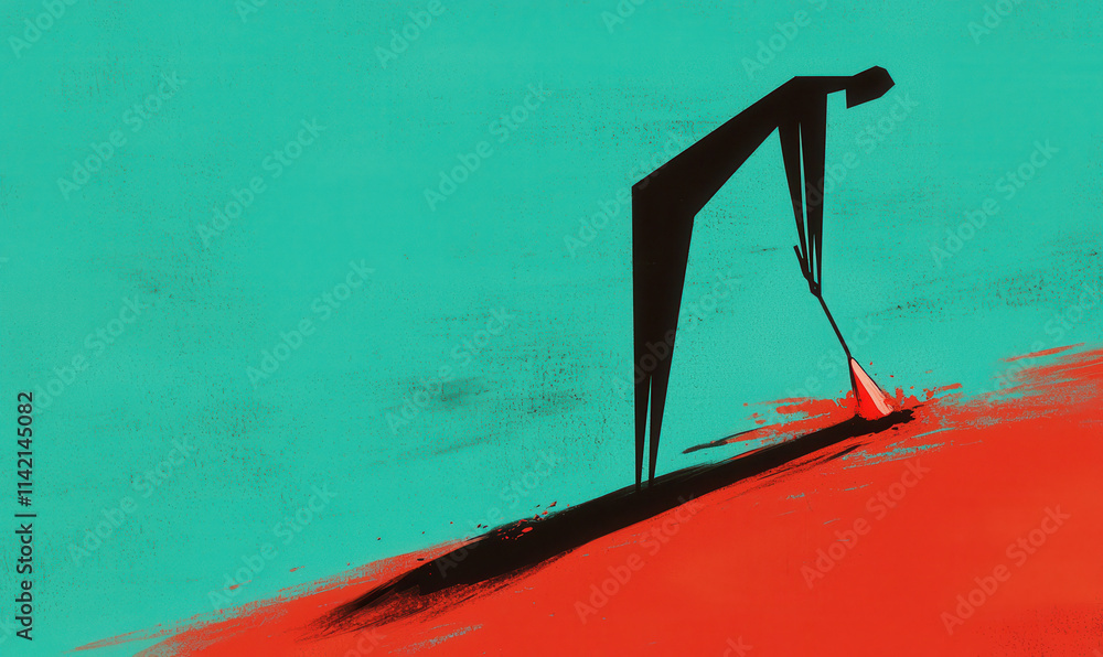 Poster dynamic abstract illustration capturing the essence of minimalistic expression in bold contrasting s