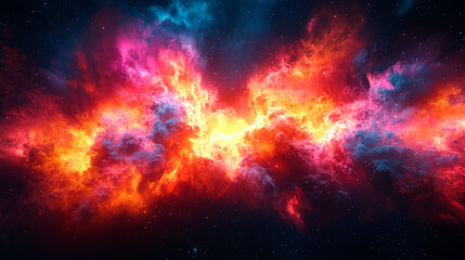 Fiery cosmic nebula in space. (2)