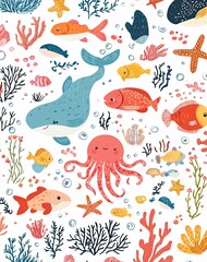 Obraz premium sea animals set