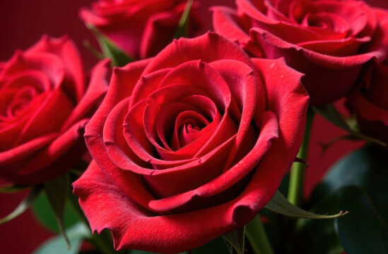 Close-up of a red rose flower. - Powered by Adobe