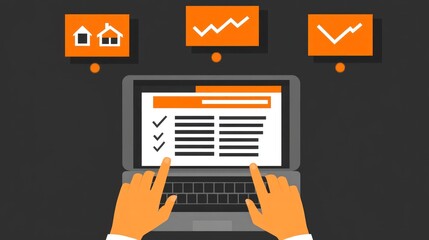 Online checklist for real estate analysis and progress tracking on laptop.