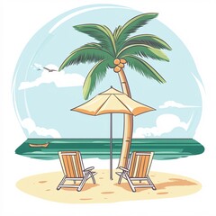 Obraz premium chairs and umbrella