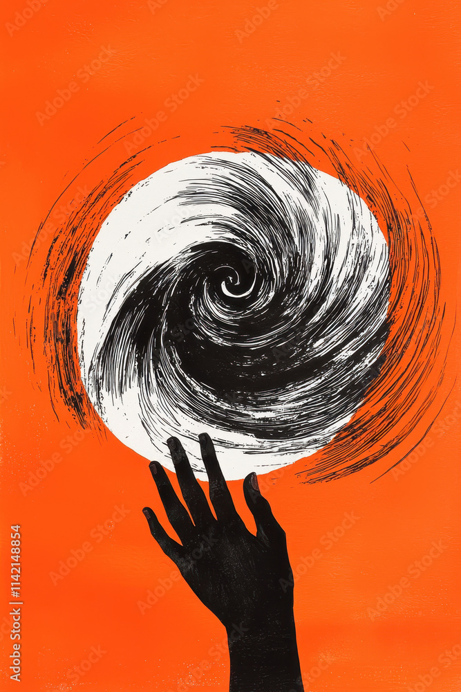 Poster vibrant expression of motion and contrast: a captivating abstract art piece exploring dynamic states