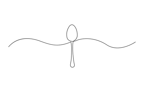 recommend clip art: Spoon fork place mat one line drawing continuous, One line art illustration of knife and fork isolated on white background, Serving spoon, Icon, Vector drawing, One line art, A simple drawing.