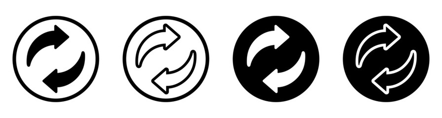 A set of replace, refresh icons. Transfer icon set. Exchange symbol. Transfer, swap, exchange, spin, flip concept. Circular. Arrow icon. recycling recurrence, renewal, Exchange. Update. Refresh icon. 