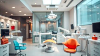 Blurred Modern Dental Office Interior - AI Photo - Bright, Colorful, Professional