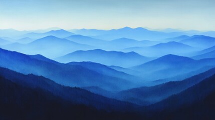 Obraz premium Serene Blue Mountainscape