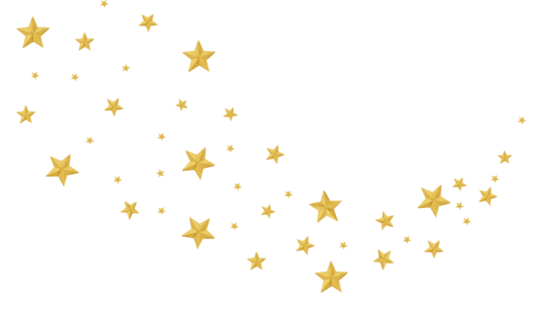 Shiny golden star decorations on white background, festive Christmas ornaments with clipping path