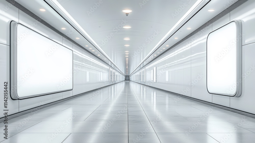 Poster white background with an isolated moving walkway 3d renderin