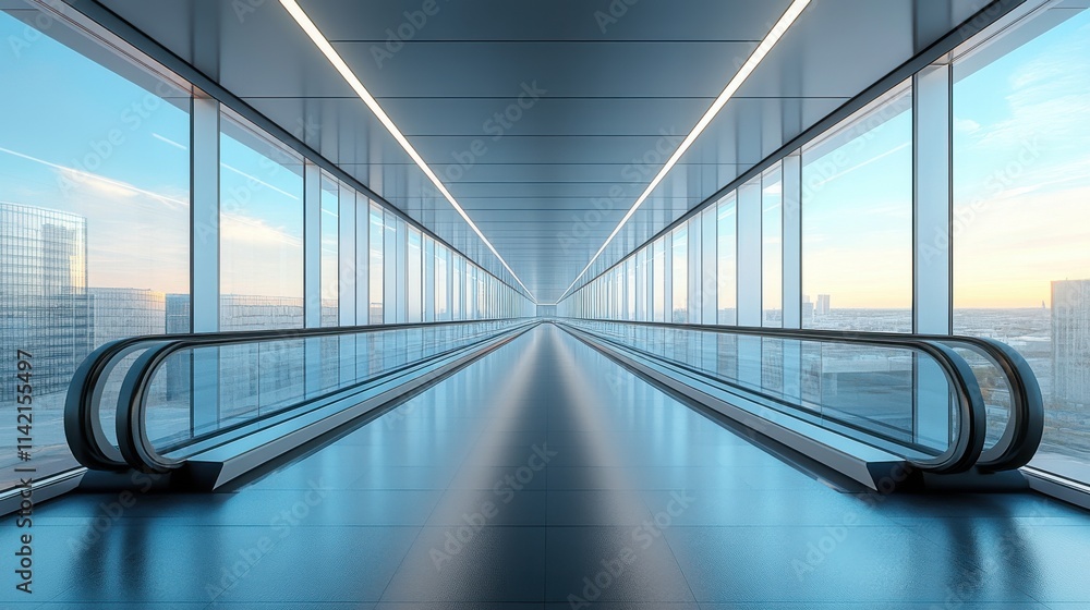 Aufkleber white background with an isolated moving walkway 3d renderin