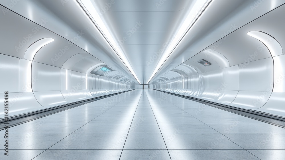 Poster white background with an isolated moving walkway 3d renderin