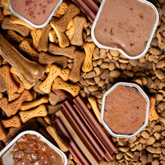 variations of dog food. dry dog food