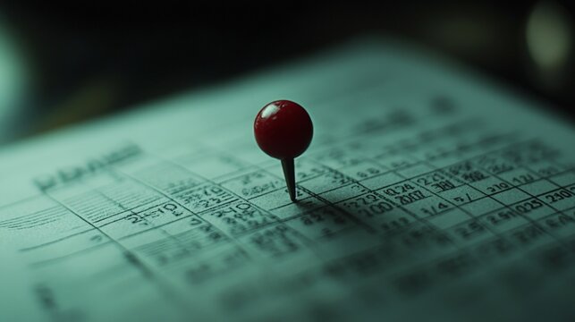 Marked Calendar Date with Red Pin
